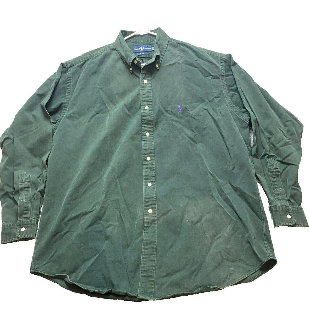Ralph Lauren Shirt Adult Large Forest Green Blake Button Up Purple Pony Mens