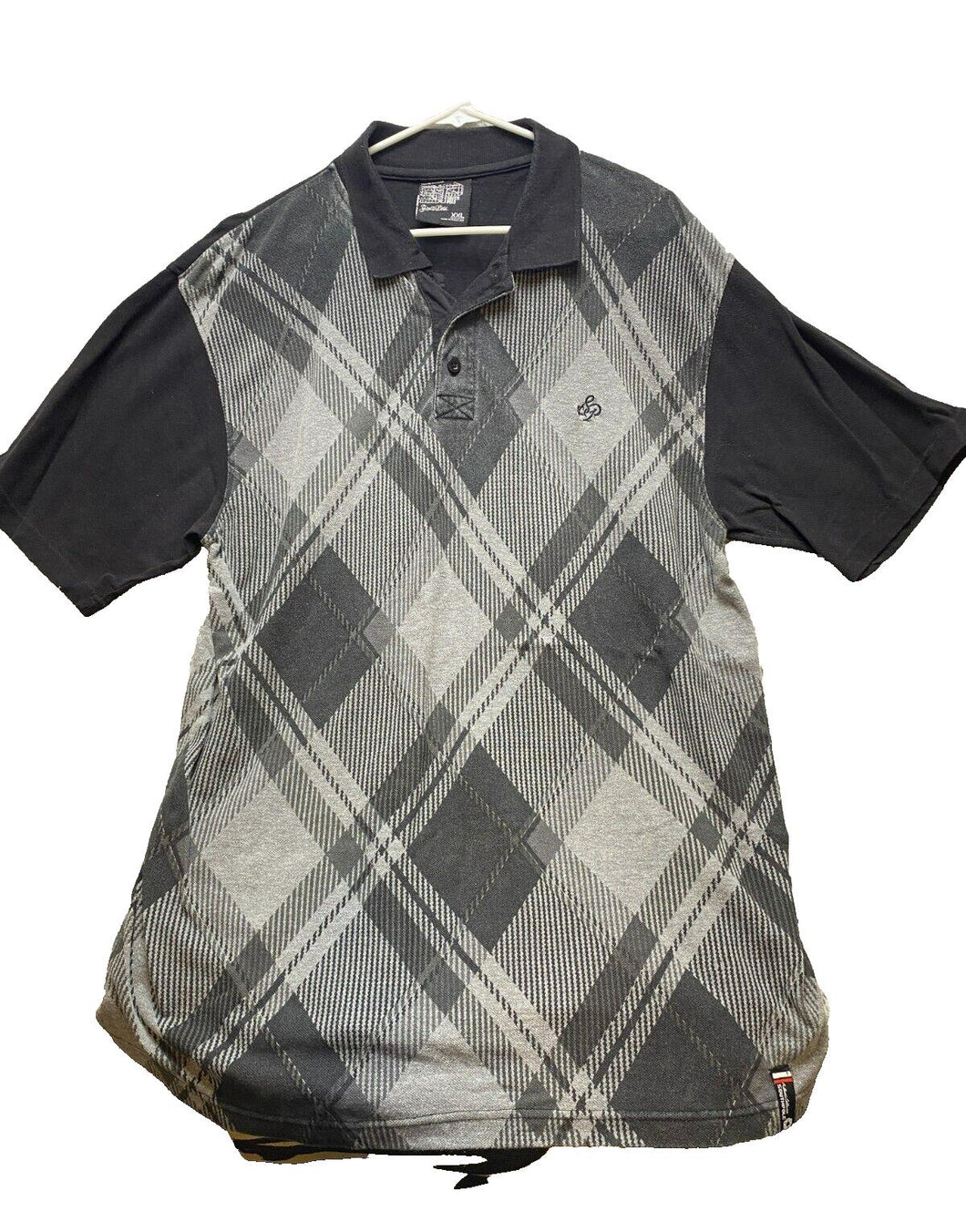 Southpole Shirt Adult 2XL XXL Black Argyle Diamond Preppy Casual Golf Polo Mens