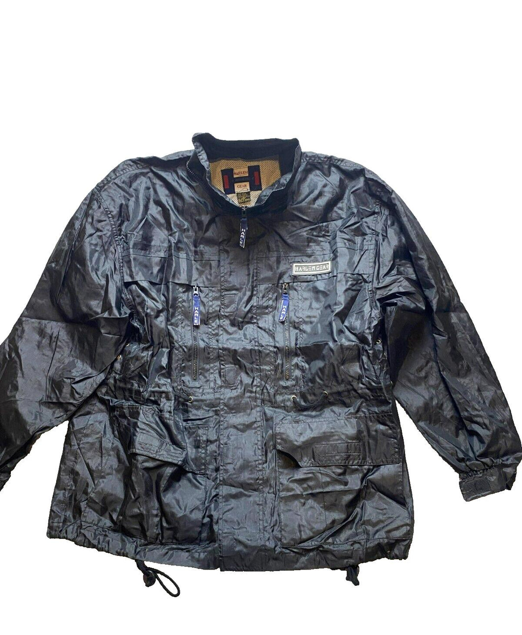 Harlem Gear America Jacket Adult Large Black Zip Up Nylon Mesh Windbreaker Mens