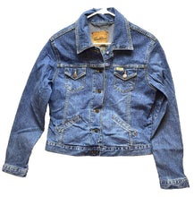Load image into Gallery viewer, Levis Jacket Womens Small Blue Denim Trucker Jean Button Up Spandex Outdoor
