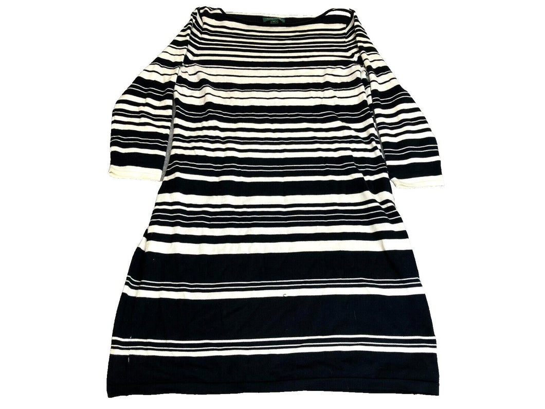 Lauren Ralph Lauren Dress Womens Extra Large Black White Nylon Bodycon Sweater