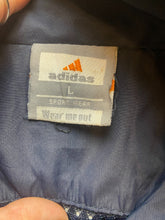 Load image into Gallery viewer, Adidas Jacket Adult Large Navy Full Zip Three Stripes Logo Windbreaker Mens
