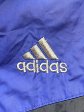 Load image into Gallery viewer, Adidas Jacket Adult Large Navy Full Zip Three Stripes Logo Windbreaker Mens
