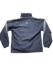 Load image into Gallery viewer, Adidas Jacket Adult Large Navy Full Zip Three Stripes Logo Windbreaker Mens
