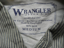 Load image into Gallery viewer, Wrangler Shirt Adult Medium Button Up long Sleeve Pocket Striped Casual Mens
