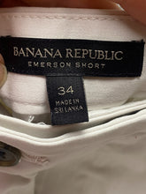 Load image into Gallery viewer, Banana Republic Shorts Adult 34x11 Ivory Flat Front Emerson Chino Spandex Mens
