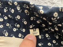 Load image into Gallery viewer, Holton Shirt Adult Medium Navy Blue AOP Flower Button Up Casual Canvas Cloth Men
