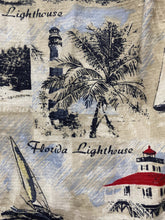 Load image into Gallery viewer, Keeler Bay Shirt Adult Medium AOP Lighthouse Sailing Boat Rayon Hawaiian Mens
