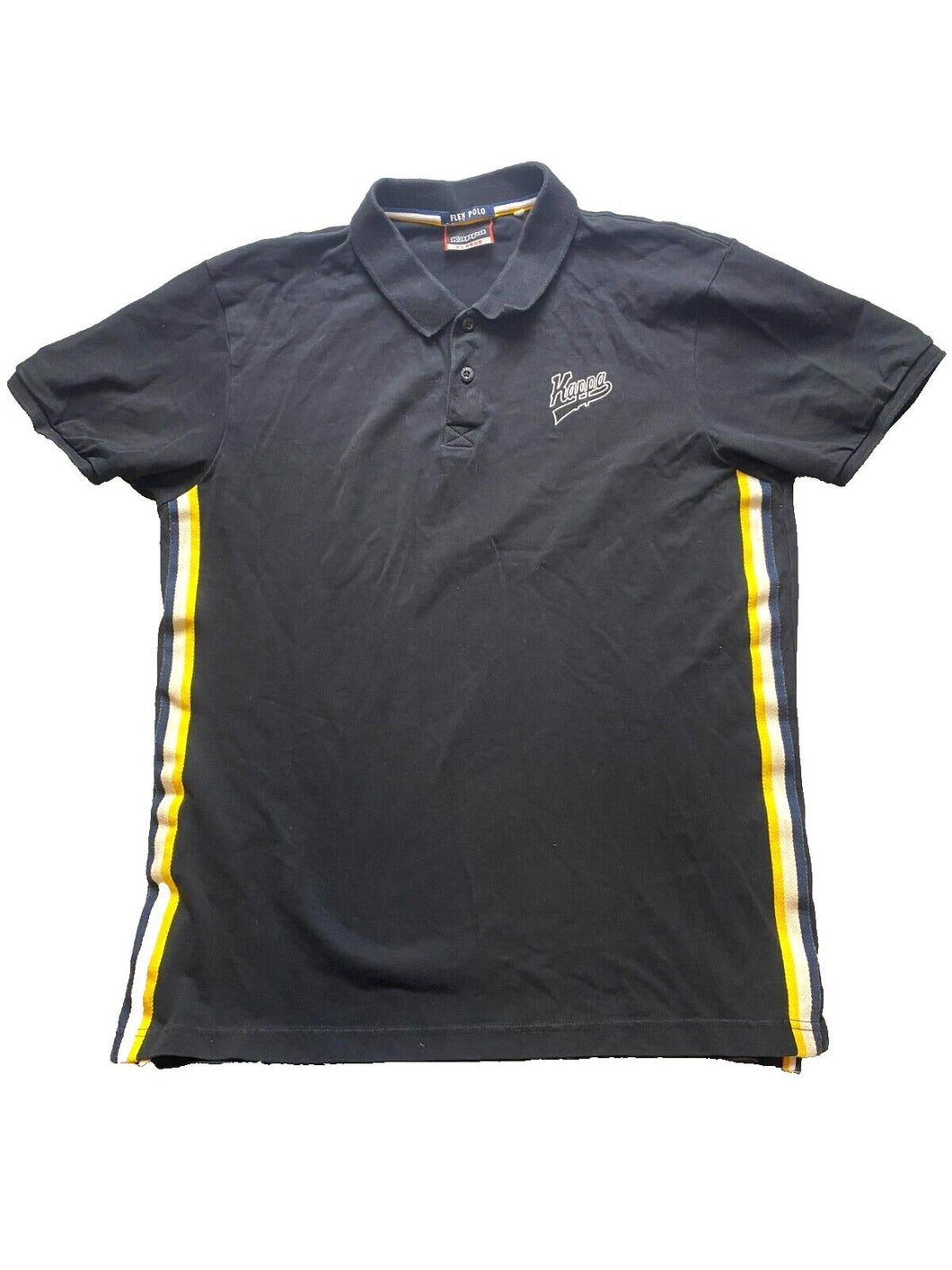 Kappa Shirt Adult Extra Large Black Striped Side Flex Casual Golf Polo Mens