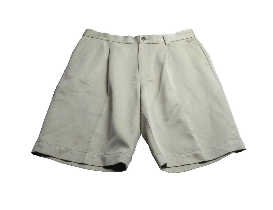 Greg Norman Shorts Adult 34 Khaki Pleated Golf Shorts Shark Performance Mens