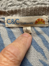 Load image into Gallery viewer, C&amp;C California Sweater Womens Large Zebra Stripes V-Neck Spandex Stretch Ladies
