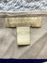 Load image into Gallery viewer, Banana Republic Sweater Womens Medium Taupe Navy Striped Nylon Spandex Ladies
