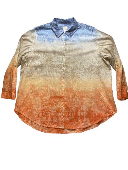 Chicos Shirt Womens 3 (Extra Large) Oversized Ombre Tile Sheri Plus Ladies