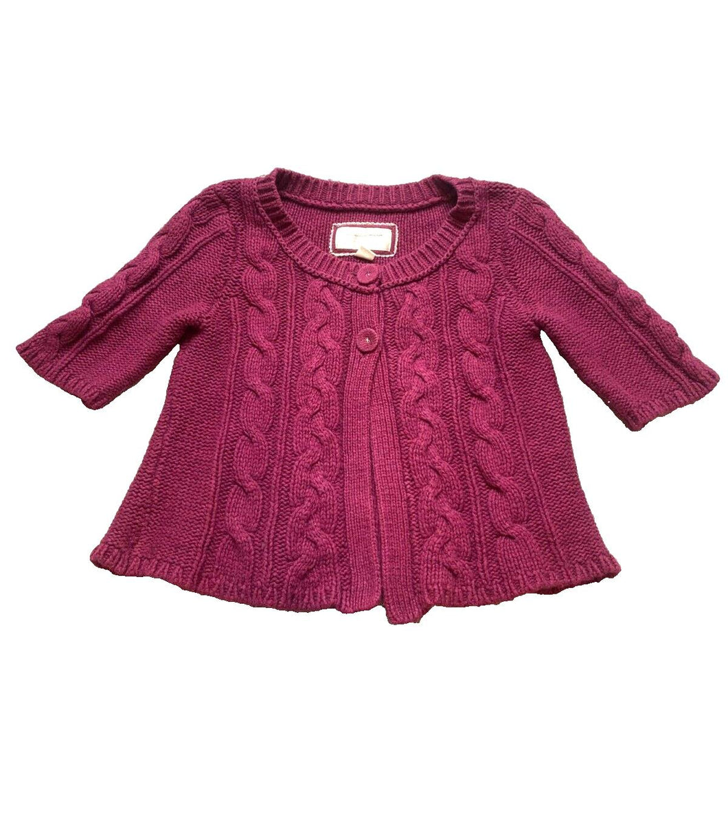 American Eagle Sweater Womens Medium Burgundy Cable Knit Cropped Cardigan Nylon