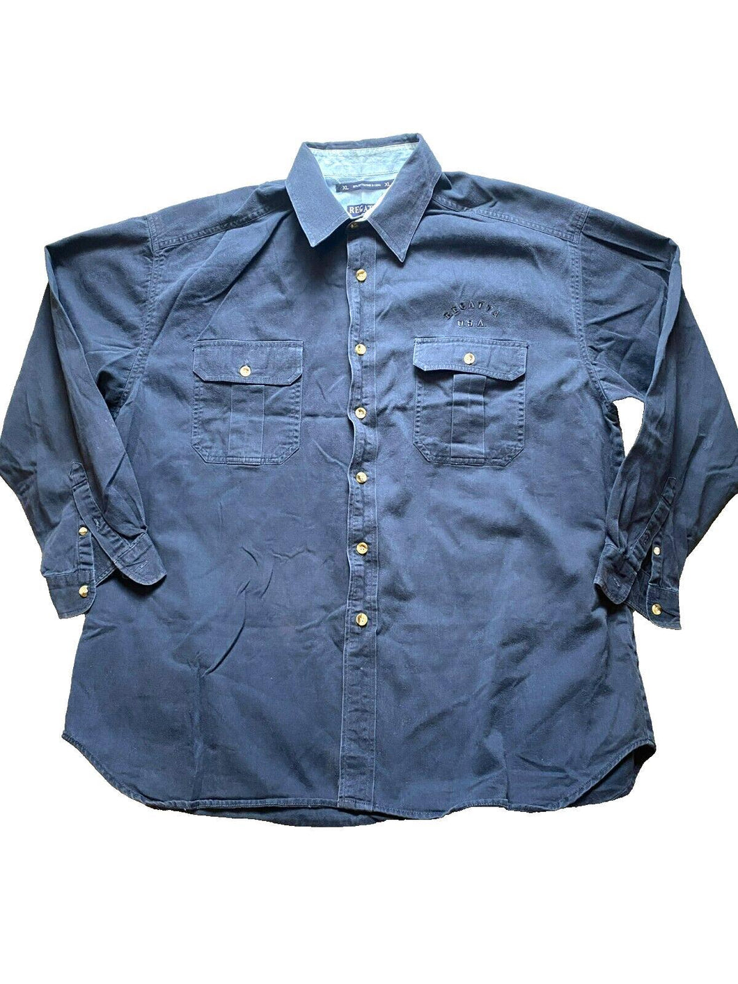 Regatta Shirt Adult Extra Large Button Up Long Sleeve Casual Flap Pocket Mens