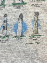Load image into Gallery viewer, VTG Coastal Lighthouses Shirt Adult Extra Large Gray Single Stitch Pocket Mens
