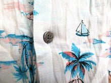Load image into Gallery viewer, George Shirt Adult 3XL Hawaiian Aloha Palm Tree Sailboat AOP White Pink Teal Men
