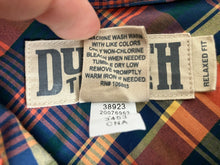 Load image into Gallery viewer, Duluth Trading Shirt Adult Extra Large Tall Navy Orange Plaid Untucked Mens
