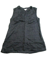 Load image into Gallery viewer, Garnet Hill Shirt Womens Medium Black Linen Tank Blouse Casual Cut V-Neck Ladies
