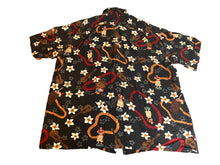 Load image into Gallery viewer, Island Moments Emme Shirt Adult Large Black Aloha Hawaiian Tiki Button Up Mens
