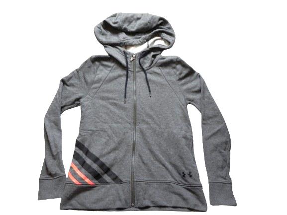 Under Armour Sweatshirt Womens Small Loose Full Zip Hoodie Sweater Stripe Ladies