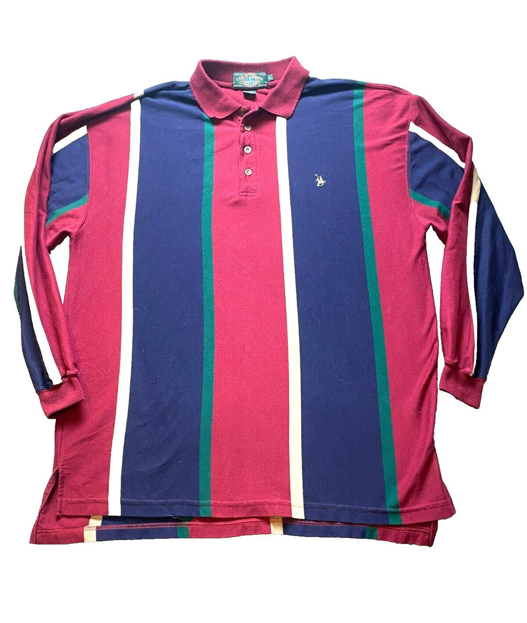 GFC Trading Company Shirt Adult Extra Large Burgundy Navy Preppy Golf Polo Mens