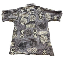 Load image into Gallery viewer, Go Barefoot Shirt Adult Small Gray AOP Hawaiian Tropical Aloha Button Up Mens
