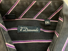 Load image into Gallery viewer, 7 Diamonds Shirt Adult 2XL XXL Black Purple Striped Button Up Casual Mens
