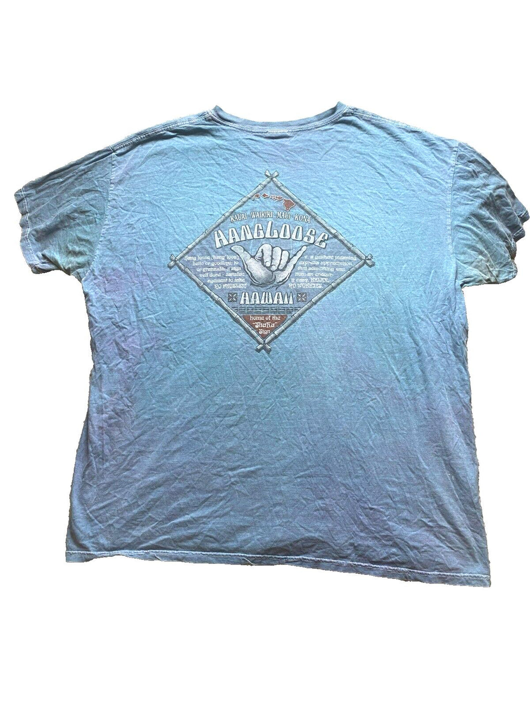 VTG Hang Loose Shirt Adult Extra Large Blue Lavender Hawaii Waikiki Shaka Mens