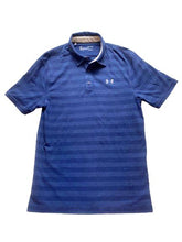 Load image into Gallery viewer, Under Armour Shirt Adult Small Navy Striped Preppy Loose HeatGear Golf Polo Mens
