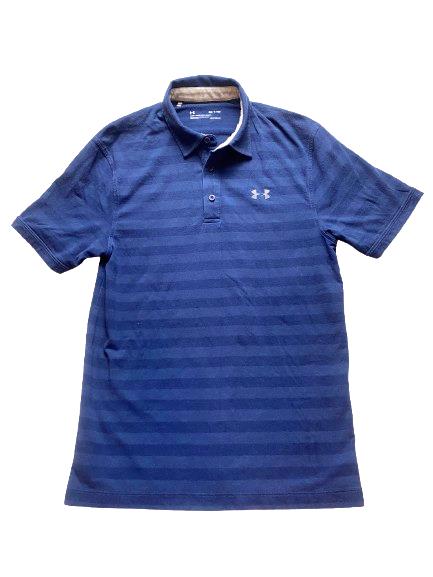 Under Armour Shirt Adult Small Navy Striped Preppy Loose HeatGear Golf Polo Mens