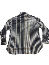 Load image into Gallery viewer, Button Up Shirt Adult Mens 2XL XXL Denim White Striped Flap Pockets Casual Mens
