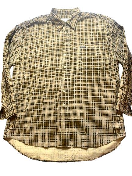 Enyce Shirt Adult 2XL XXL Tan Black Geometric Button Up Pocket Corduroy Feel Men
