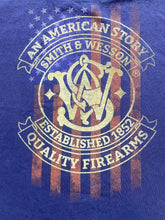 Load image into Gallery viewer, Smith &amp; Wesson Shirt Adult Extra Large Navy Blue USA American Flag Firearms Mens
