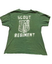 Load image into Gallery viewer, Attack On Titan Shirt Adult Large Green Scout Regiment Paint Splatter Mens
