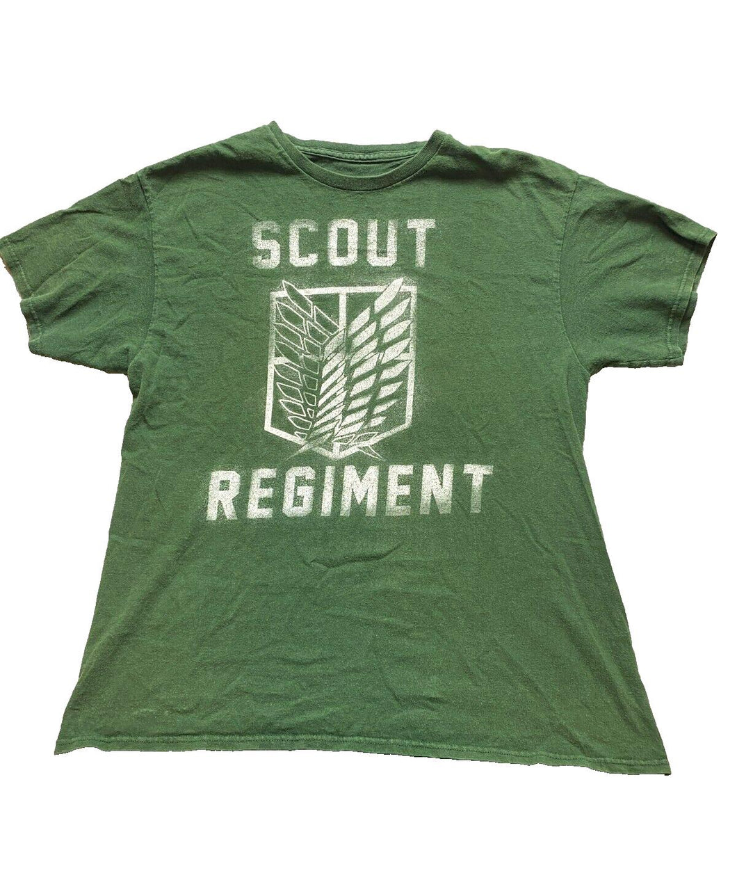 Attack On Titan Shirt Adult Large Green Scout Regiment Paint Splatter Mens