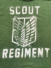 Load image into Gallery viewer, Attack On Titan Shirt Adult Large Green Scout Regiment Paint Splatter Mens

