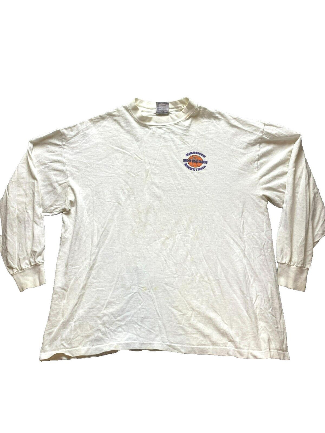 VTG Kingsmen Shirt Adult 2XL XXL Ivory Single Stitch SCIAC Basketball 90s Mens