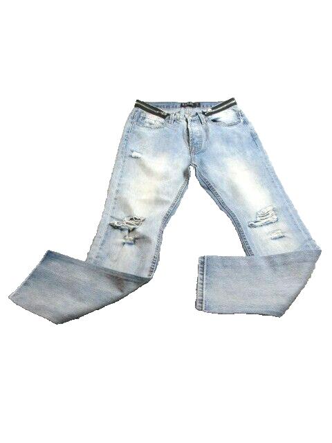 Civil Regime Jeans Adult 30x32 Blue Destroyed Rugged Thrash Zip Accent Denim Men