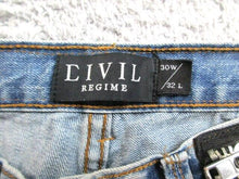 Load image into Gallery viewer, Civil Regime Jeans Adult 30x32 Blue Destroyed Rugged Thrash Zip Accent Denim Men
