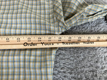 Load image into Gallery viewer, VIJAY Shirt Adult Small Yellow Blue White Plaid Button Up Stiching Casual Mens
