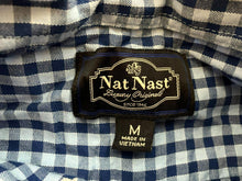 Load image into Gallery viewer, Nat Nast Shirt Adult Medium Blue Checkered Button Up Casual Luxury Original Mens
