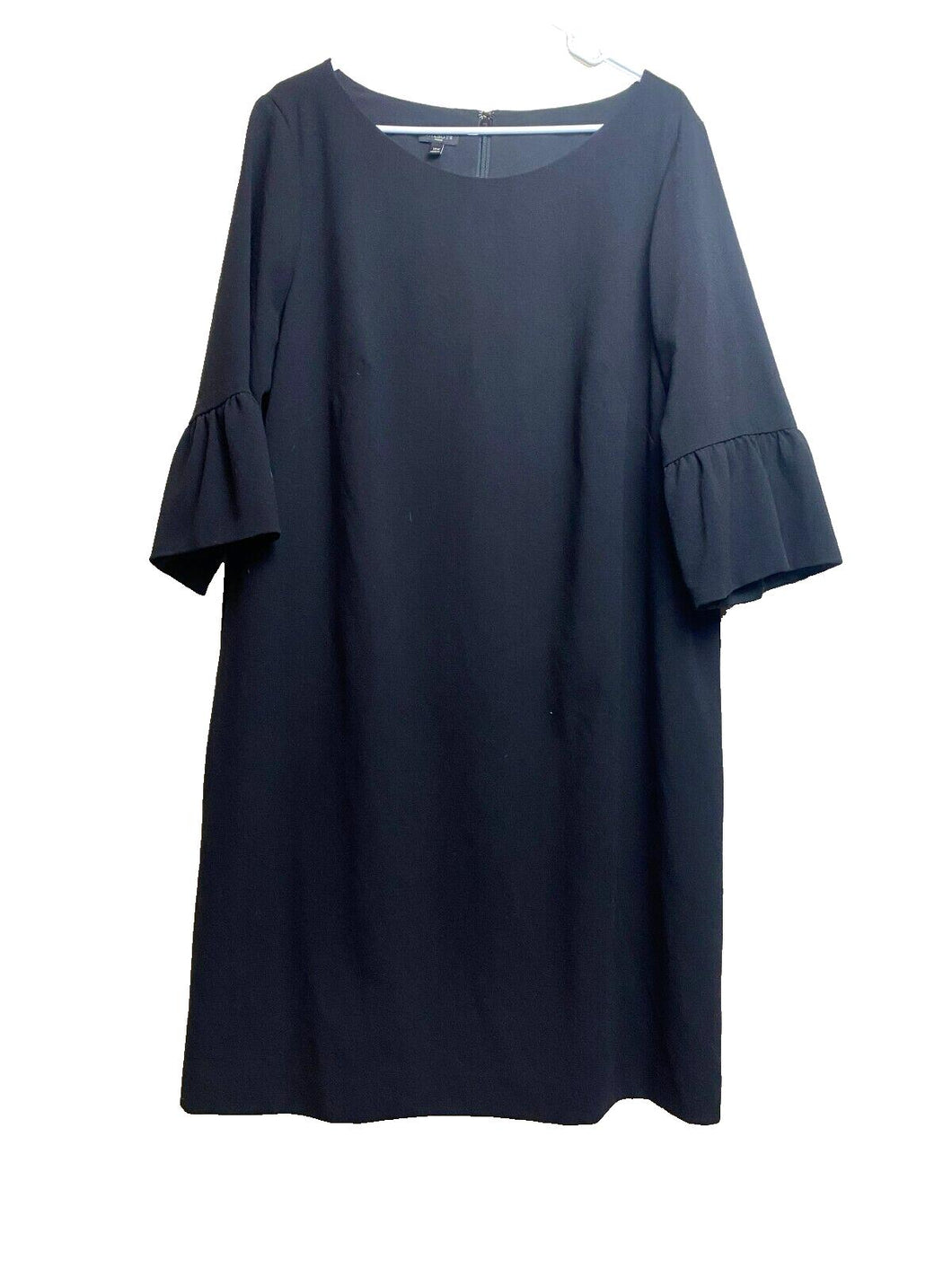 Talbots Dress Womens 14W Black Bell Sleeve Boxy Midi Shift Spandex Plus Ladies