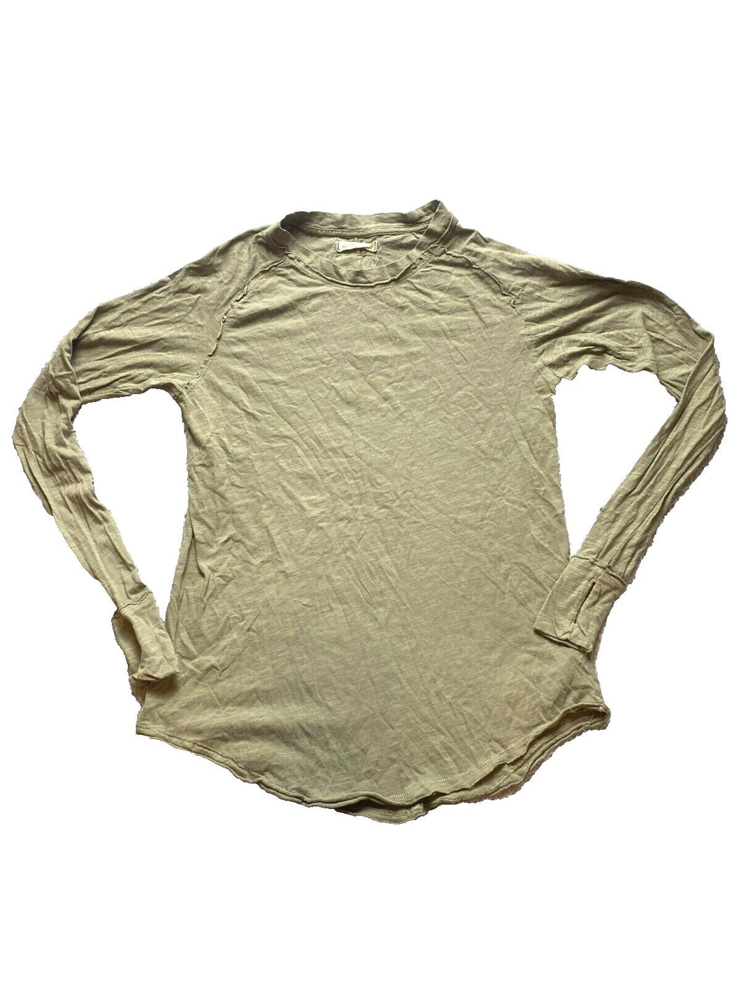 Free People Shirt Womens Extra Small Army Green Arden Thumbholes Oversized Lady