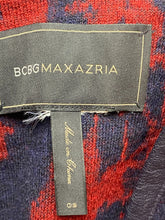 Load image into Gallery viewer, BCBGMaxazria Sweater Womens One Size Red Navy Across Cape Poncho Cozy 48&quot; Ladies
