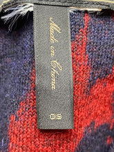Load image into Gallery viewer, BCBGMaxazria Sweater Womens One Size Red Navy Across Cape Poncho Cozy 48&quot; Ladies
