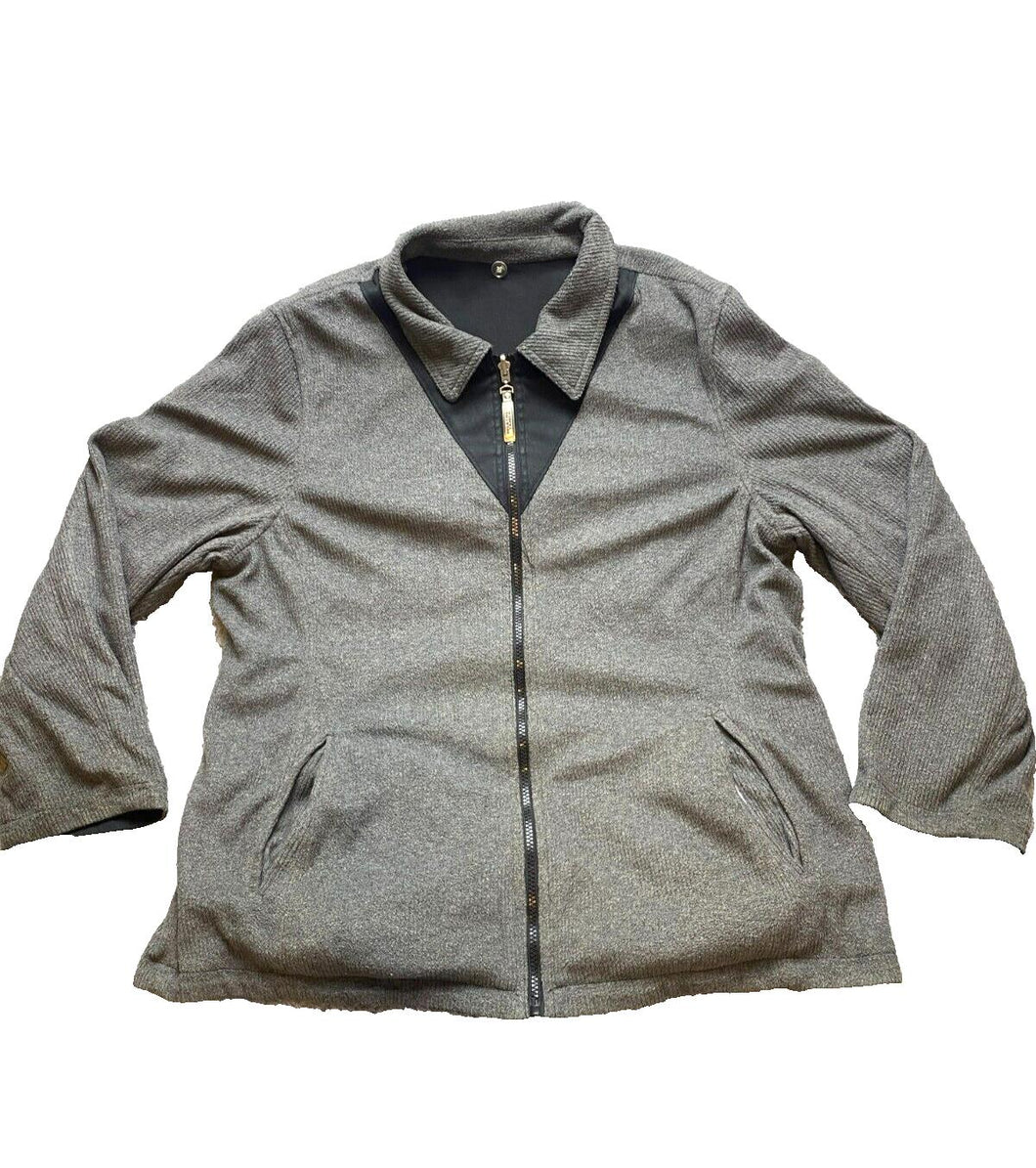 Weather Tamer Jacket Adult Extra Large Black Gray Full Zip Reversable Mens