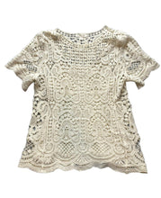 Load image into Gallery viewer, Adiva Shirt Womens Medium Beige Crochet Open Knit Boho Peasant Lined Blouse
