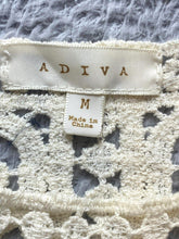 Load image into Gallery viewer, Adiva Shirt Womens Medium Beige Crochet Open Knit Boho Peasant Lined Blouse

