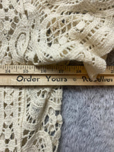 Load image into Gallery viewer, Adiva Shirt Womens Medium Beige Crochet Open Knit Boho Peasant Lined Blouse

